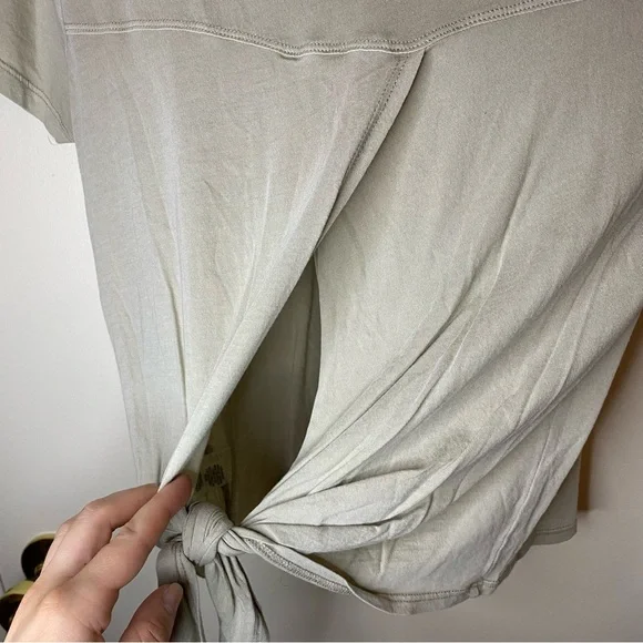 AERIE Light Sand Colored Tie Back Tee - Picture 4 of 5